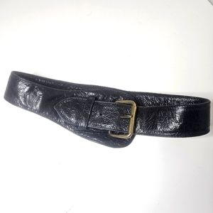 JJ Winters Leather Belt Black Brass Graduated Width Women's S Small